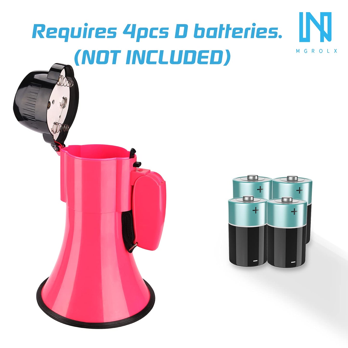MGROLX Portable Megaphone Spearker/Bullhorn-with Built-in Siren/Alarm-Music-30 Watt Power & 800 Yard Range-Sliding Volume Adjustment-Powerful and Lightweight-ER46S (Pink, 6.3’’ x 10.0’’)