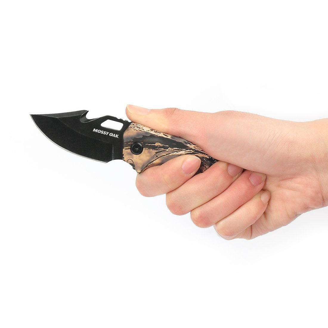 Mossy Oak Mini Folding Pocket Knife for Men, Camo Pocket Knife with Bottle Opener and Glass Breaker - Stainless Steel Drop Point Blade EDC Multi-tool (Camo)