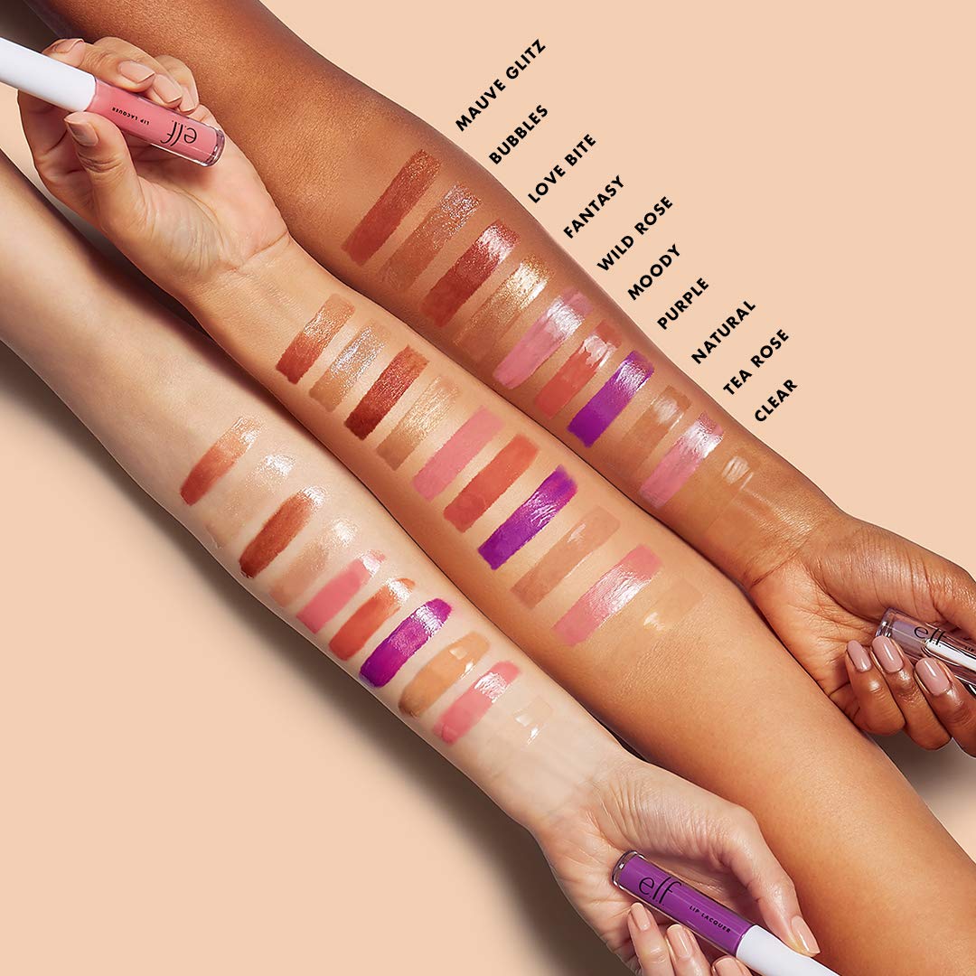 e.l.f. Lip Lacquer, Moisturizing, Shiny, Non-Sticky, Long Lasting, Provides Maximum Color, Fl Oz, Clear, 0.08 oz (Pack of 2)