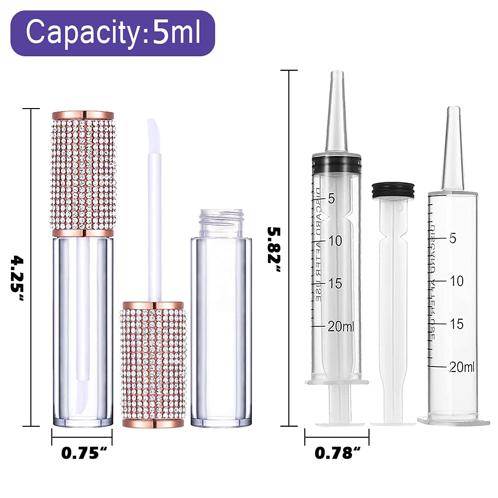 AMORIX 24 pcs Crystal Rhinestone Lip Gloss Tubes + 50 pcs Lip Gloss Tubes with Wand