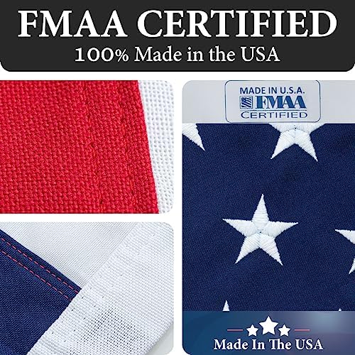 American Flags for Outside 3x5-100% MADE IN THE USA -Indestructible Durable Outdoor Heavy Duty Spun Polyester -US Flags 3x5 Outdoor -American Flag Sewn Stripes and Embroidered Stars - FMAA Certified