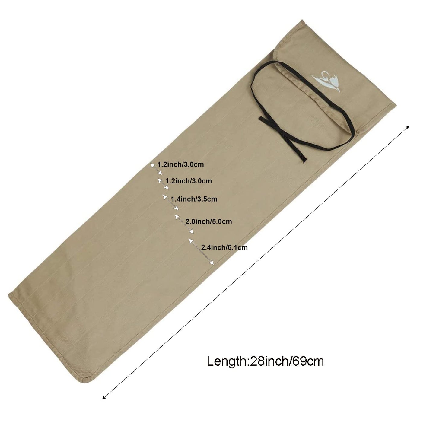 AventikINT Cotton Cloth Fishing Rod Sleeve Cover Pole Sock Glove Protector Bag Pouch with 5 Compartments (Khaki+Coffee+Green, 69cm/28inch)