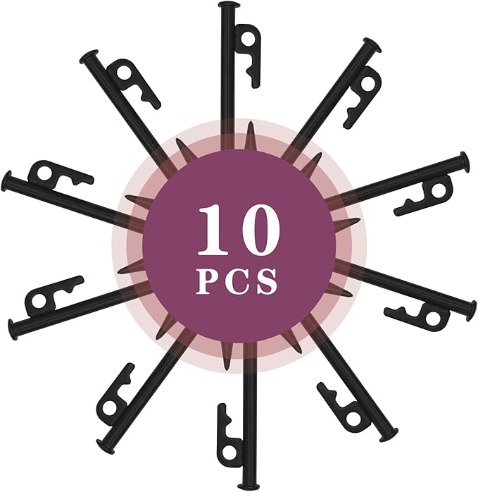 10 inch Tent Stakes,Metal Heavy Duty Camping Stakes for Outdoor Canopy and tarp ,10 Pack with Portable Bag