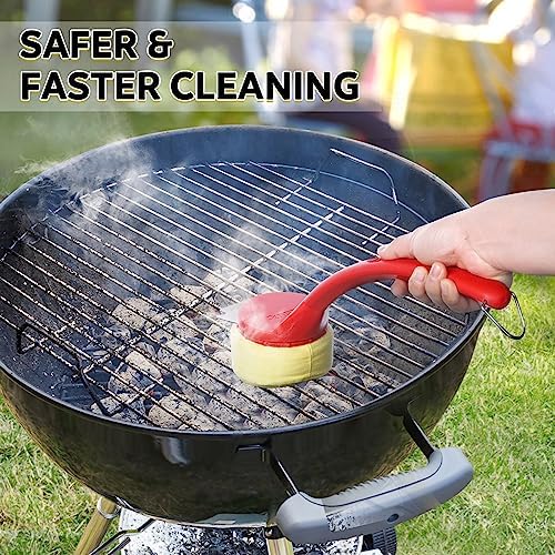 Anpro Grill Brush and Scraper Bristle Free Head - Steam Cleaning Grill Brush Bristle Free， Safe Unique V-Shaped Brush Head,No Scratch Cleaning,Grill BBQ Cleaning Brush for Steam/Gas