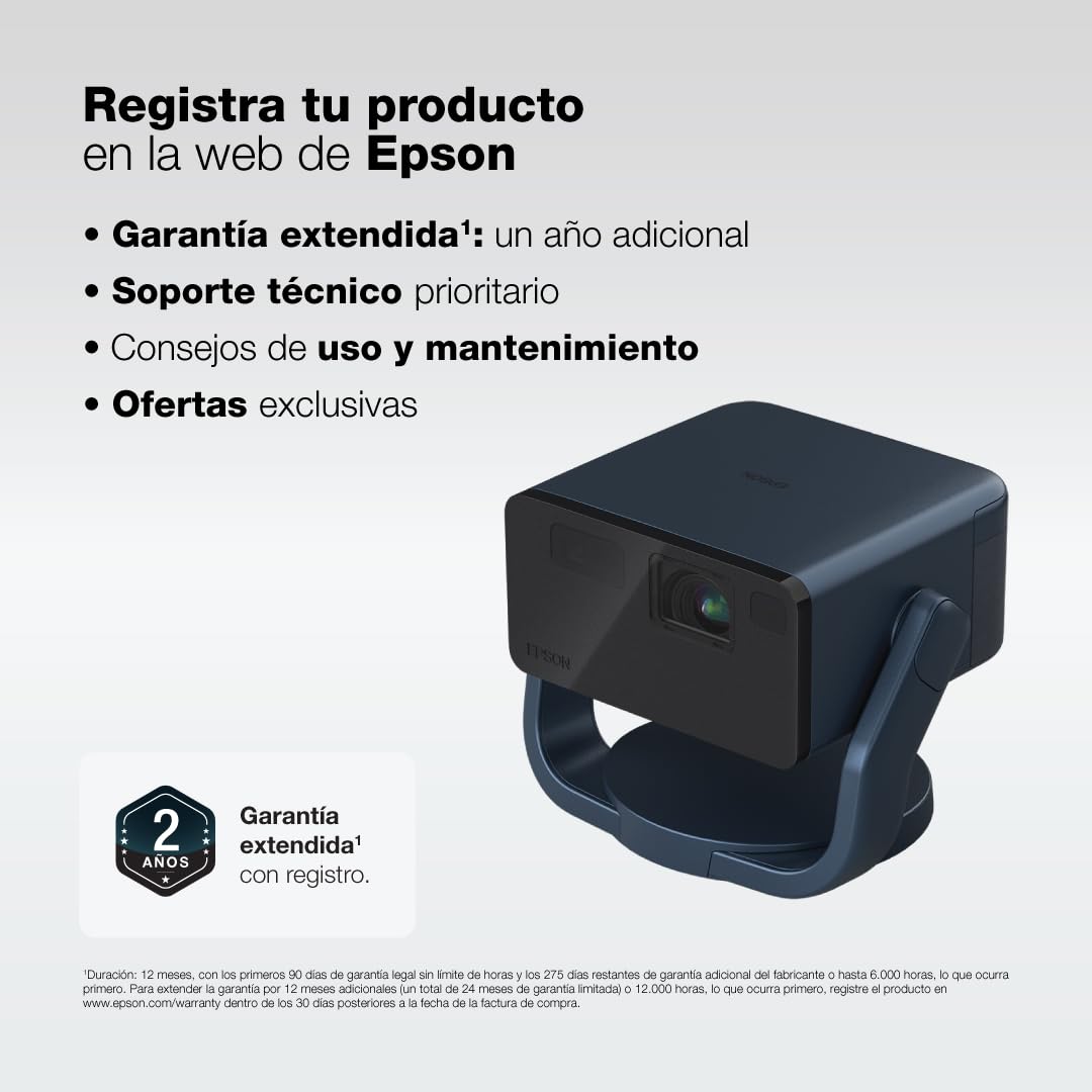 Epson EpiqVision Mini EF22 Portable Smart Laser Projector, Bright 1,000 Lumens, FHD 1080p HDR, 3-Chip 3LCD, Google TV, Netflix, Swivel Stand, Stereo Speakers, Outdoor Backyard/Home Theater - Blue