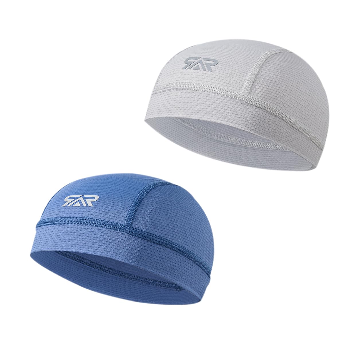 THINDUST 2/3 Pcs Skull Cap Moisture Wicking Helmet Liner for Men Motorcycle Cycling Sports Breathable Summer Running Cap Grey/Navy