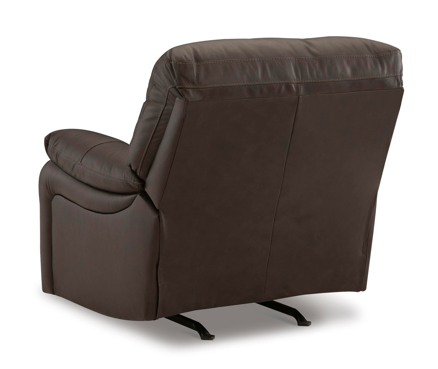Signature Design by Ashley Leesworth Contemporary Leather Match Power Rocker Recliner with USB Ports, Dark Brown