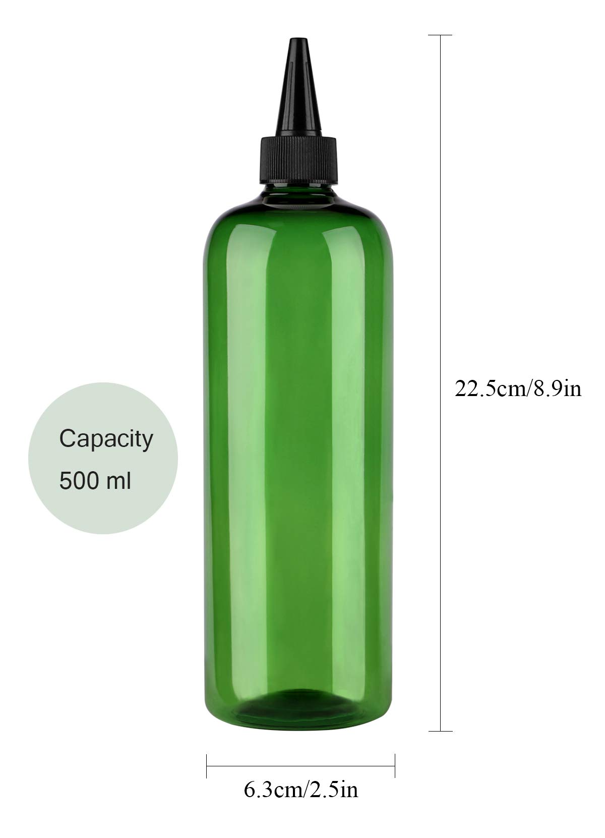 Sdoot Hair Color Applicator, 16 Ounce 2 Pack Squeeze Bottles for Hair - PET Plastic Refillable With Twist Top Cap - Green and Blue