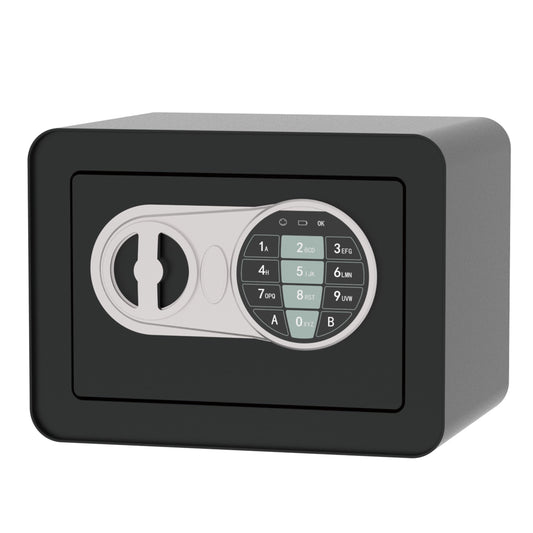 OUSURO Small Safe Box - Home Safe for Money Jewelry Documents, Solid Lock Box, Mini Security Box for Kids with Digital Electronic Security Keypad for Home Office Hotel (Black)