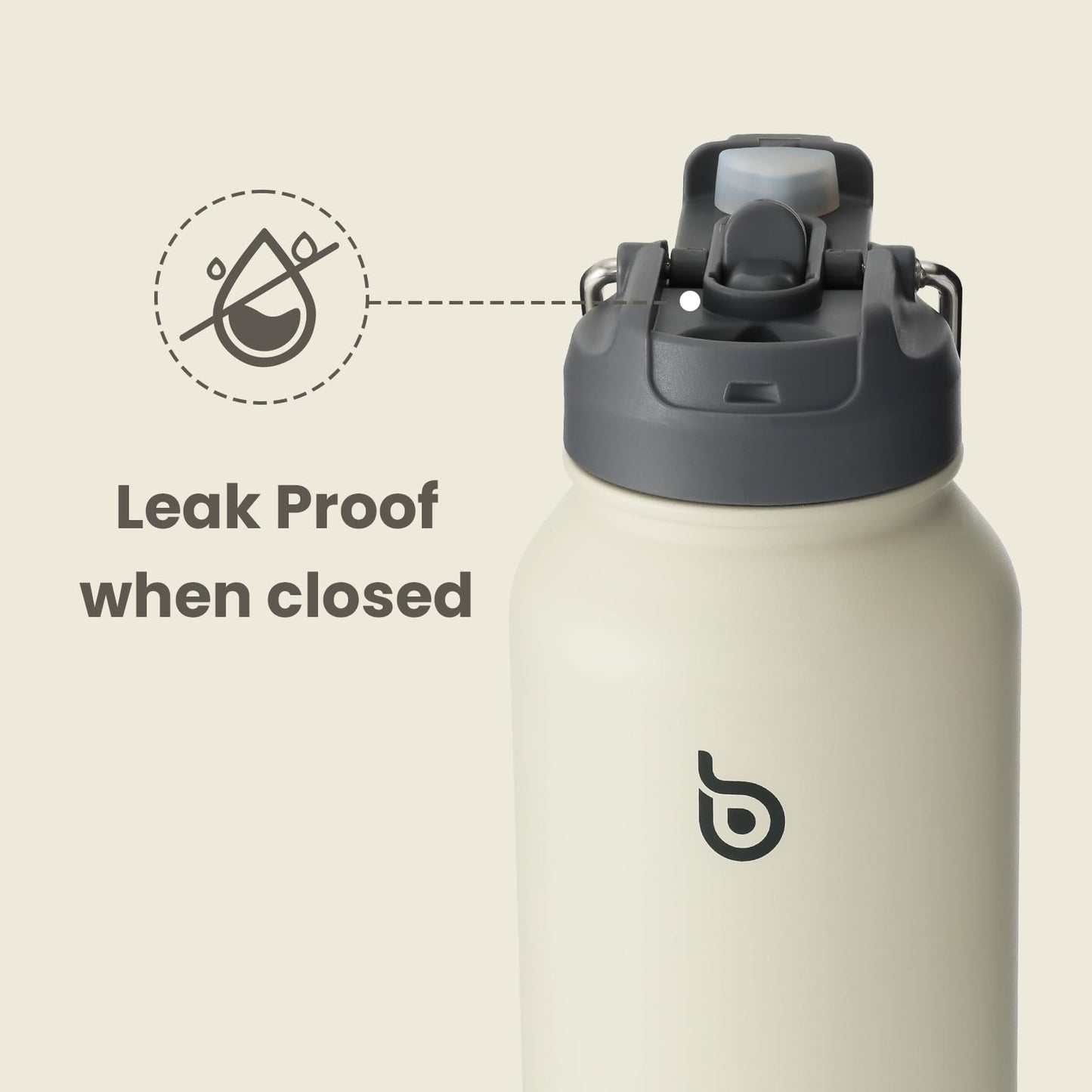 BOTTLE BOTTLE 32oz Insulated Water Bottle Stainless Steel Sport Water Bottle with Straw Dual-use Lid Design for Gym with Pill Box (gray)