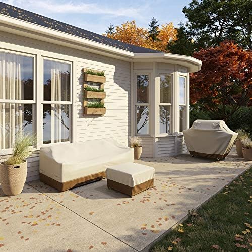 Amazon Basics Gas Grill Barbecue Cover for Outdoor, Waterproof, Anti-UV, Durable Heavy Duty, 60 inch, Medium, Beige