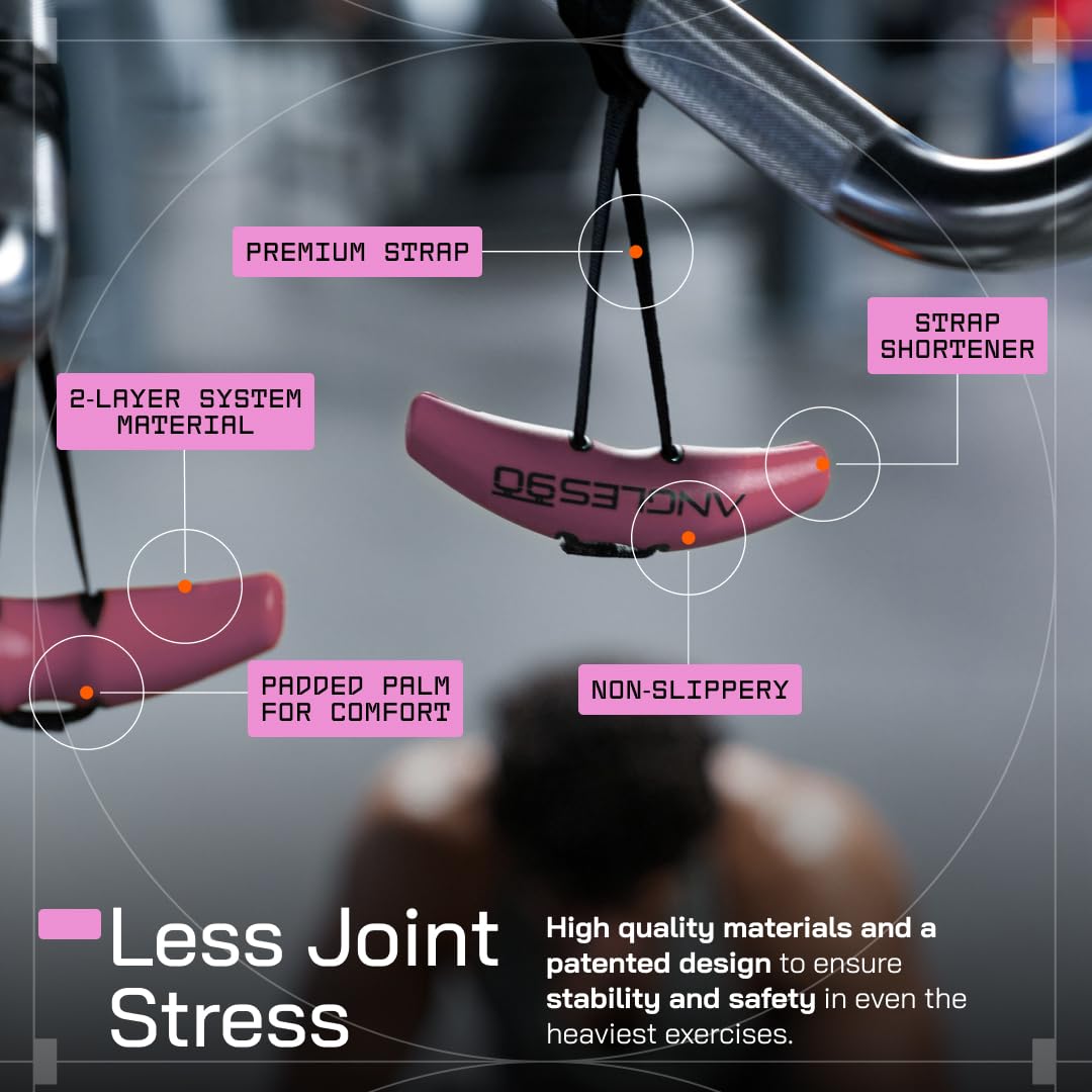 Angles90 Pink Grips - The original gym pull up grip handles, gym handles, lat pulldown attachments, perfect grips for T-bar row, cable machine, D Handle, grip strength trainer, gym equipment, lat bar