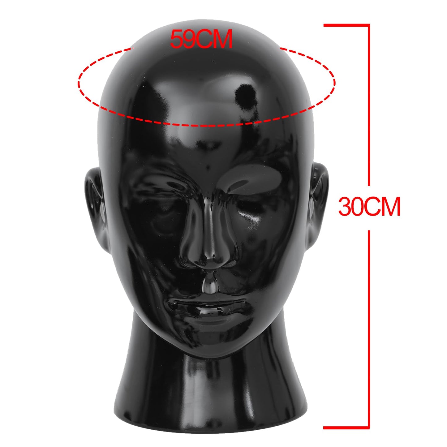 AMLUCKS Male Mannequin Head Professional PVC Manikin Head for Display Wigs Hats Headphone Mask Sunglasses Scarf Jewelry Display Stand (Bright Black)