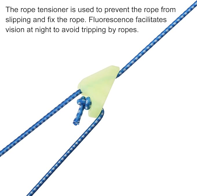 MECCANIXITY Tent Rope Buckle Tensioner, Large Triangle Cord Adjuster for Camping Hiking Backpacking Travel, Fluorescent Green Pack of 20