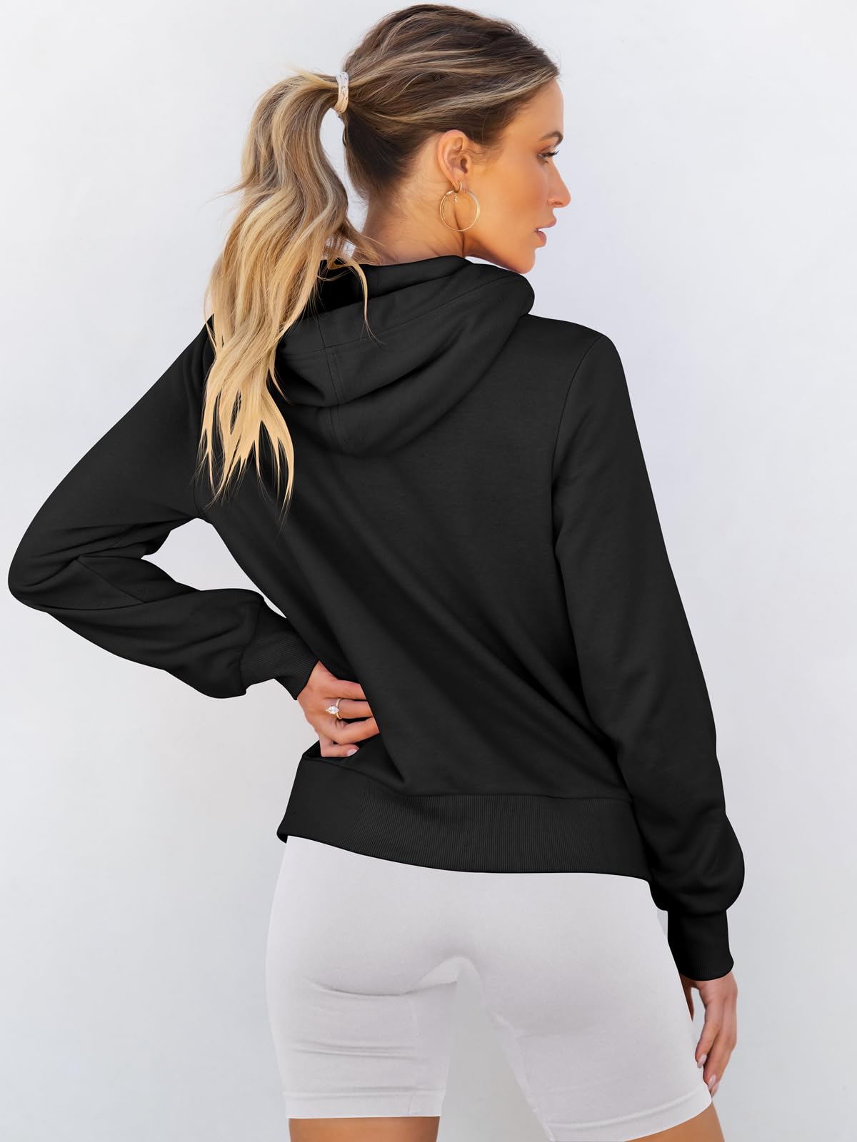 ANRABESS Womens Hoodie Cowl Neck Long Sleeve Sweatshirts 2024 Winter Fashion Pullover With Drawstring Teen Girls Clothes Black Small