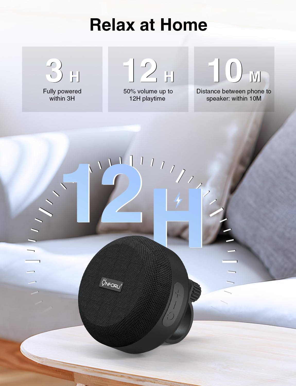 Onforu Outdoor Waterproof Bluetooth Bike Speaker, Wireless Portable Mini Travel Bike Speakers, Integrated Design Bicycle Scooter Speaker with Loud Sound for Riding, Sports, Bike Accessories