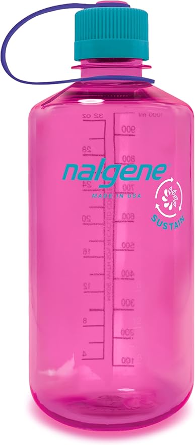 Nalgene Sustain Tritan BPA-Free Water Bottle Made with Material Derived from 50% Plastic Waste, 32 OZ, Wide Mouth