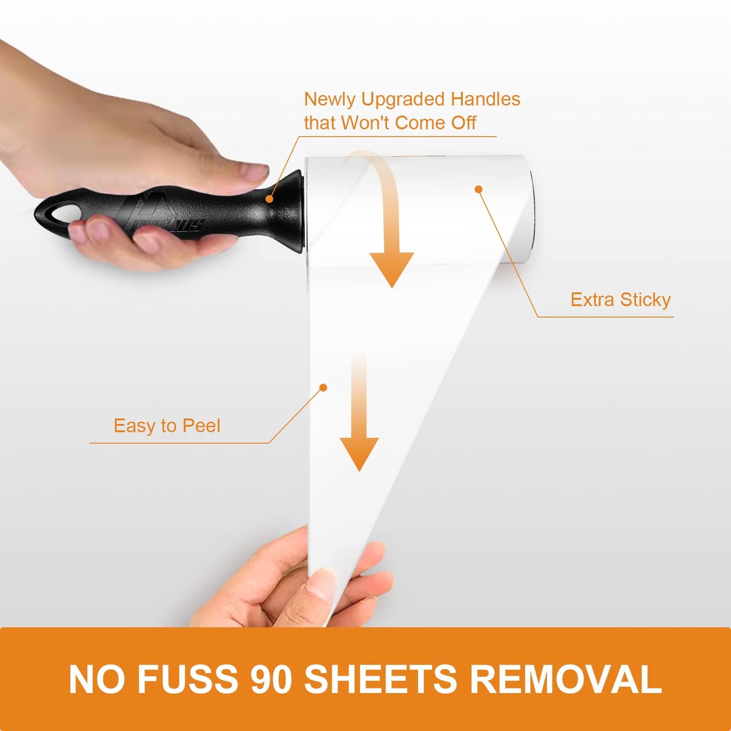 Cusbus Lint Rollers for Pet Hair - Extra Sticky, [450 Sheets/5 Refills] Lint Roller with 2 Upgraded Handles, Portable Lint Remover Brush for Dog & Cat Hair