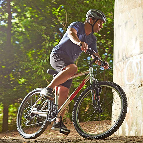 Huffy Hardtail Mountain Trail Bike 24 inch, 26 inch, 27.5 inch, 26 inch wheels/20 inch frame, Gloss Nickel