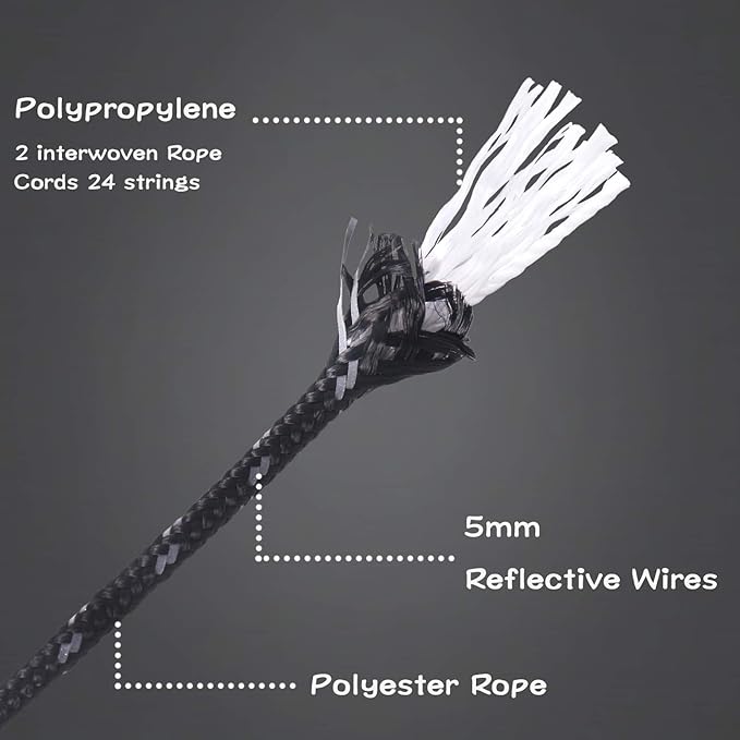 Hikeman 6 Pack 4mm Outdoor Guy Lines Tent Cords Lightweight Camping Rope with Aluminum Guylines Adjuster Tensioner Pouch for Tent Tarp, Canopy Shelter, Camping, Hiking, Backpacking (Yellow)