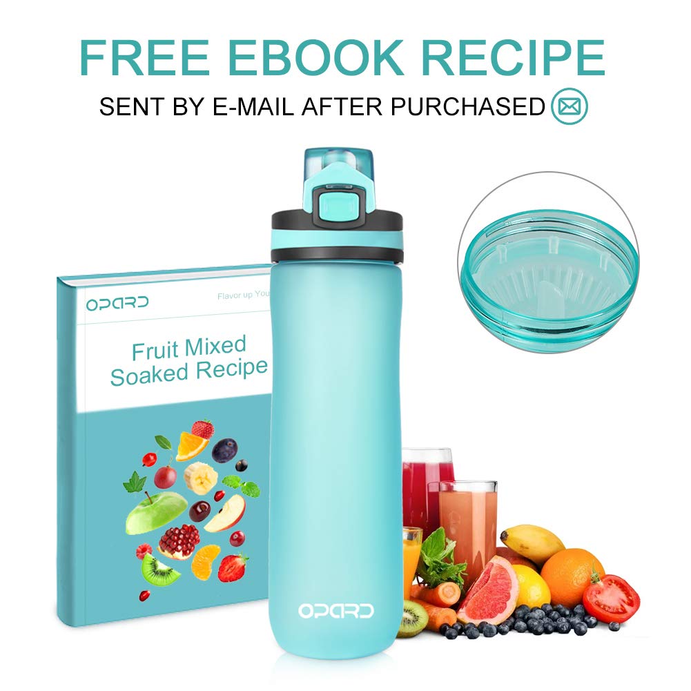 Opard Peak Water Bottle 20 Oz BPA Free Tritan Plastic Leak Proof Flip Top for School Kids Sports Gym Yoga Camping (Cyan)