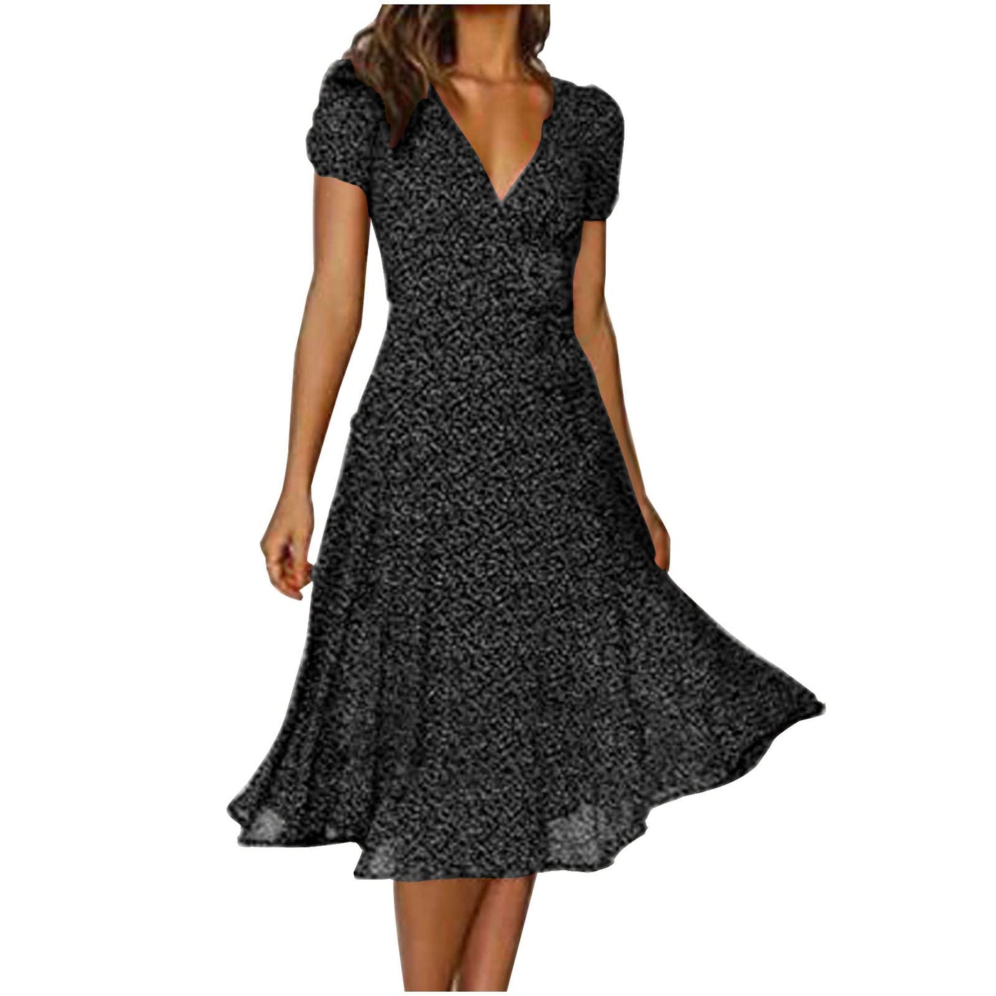 aihihe Summer Dresses for Women 2024 Plus Size Petite Length Midi Dresses Casual Short Sleeve Short Sleeve Boho Midi Dresses Casual Fancy Dresses Beach Dresses with Sleeves Flowy Boho Dresses