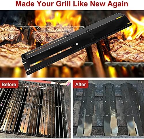 Universal Adjustable Grill Heat Plates/Heat Tents/Burner Covers/Heat Deflectors/BBQ Grill Heat Shields/Grill Cover Plates/Grill Diffuser for Gas Grill, Porcelain Steel Grill Replacement Parts (4-Pack)