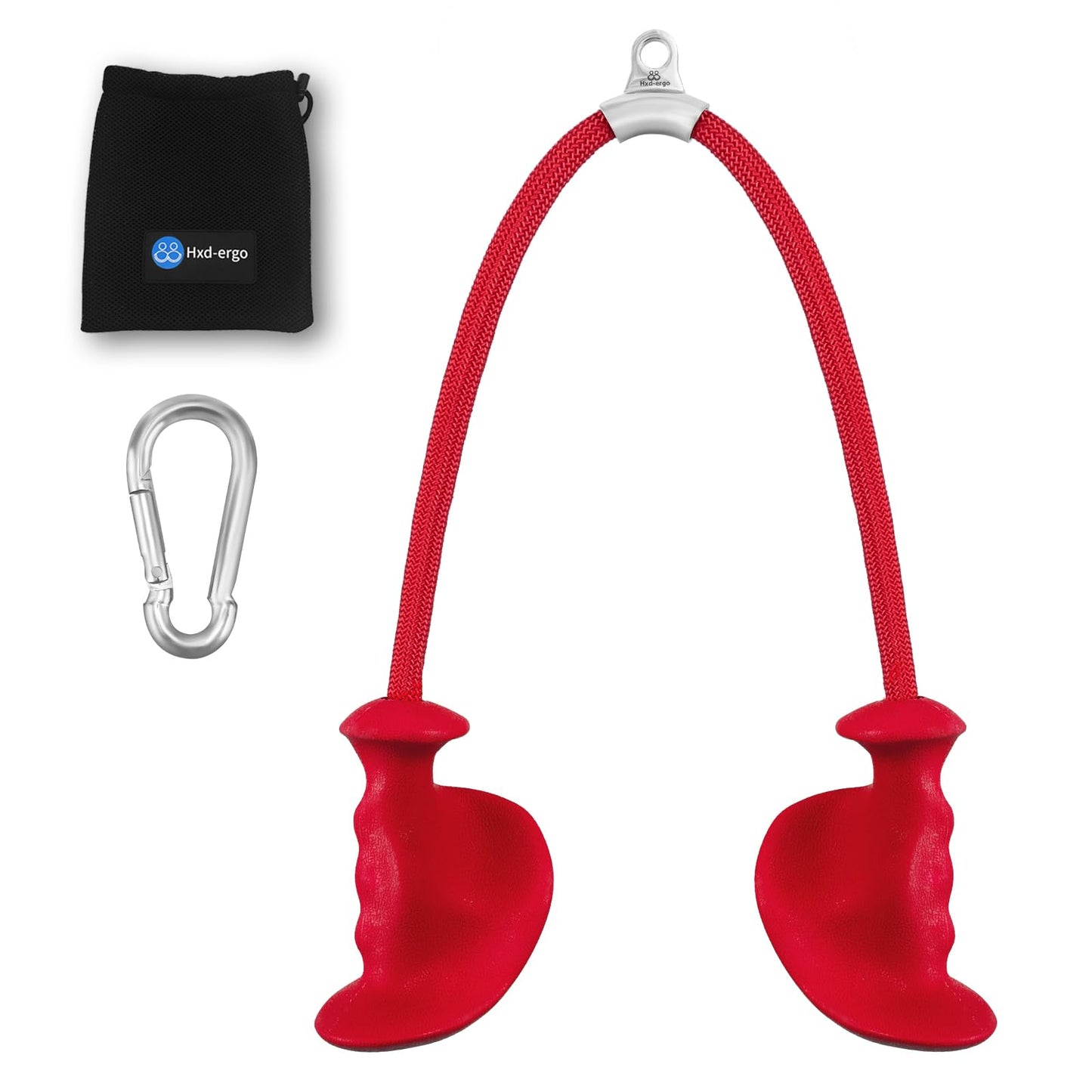 Tricep Rope with Ergonomic Handles, 36 Inch Tricep Pull Down Rope for Cable Machine, Pulley System, Triceps Rope Cable Attachment for Gym, Home (Red)