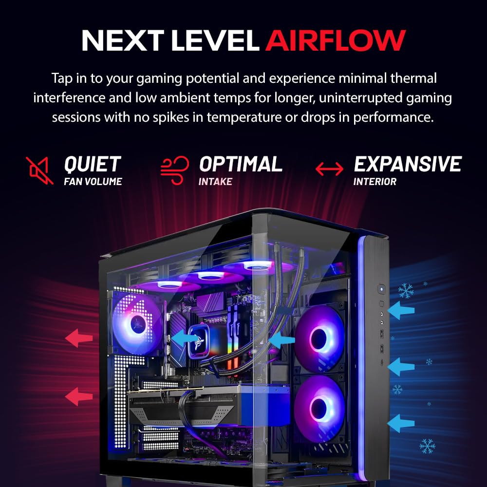 Skytech King 95 Gaming PC Desktop, Ryzen 9 9900X 4.4 GHz (5.6GHz Turbo Boost), NVIDIA RTX 5070 12GB GDDR7, 1TB Gen4 NVMe SSD, 32GB DDR5 RAM 6000 RGB, 850W Gold PSU, 360mm ARGB AIO, Wi-Fi, Win 11