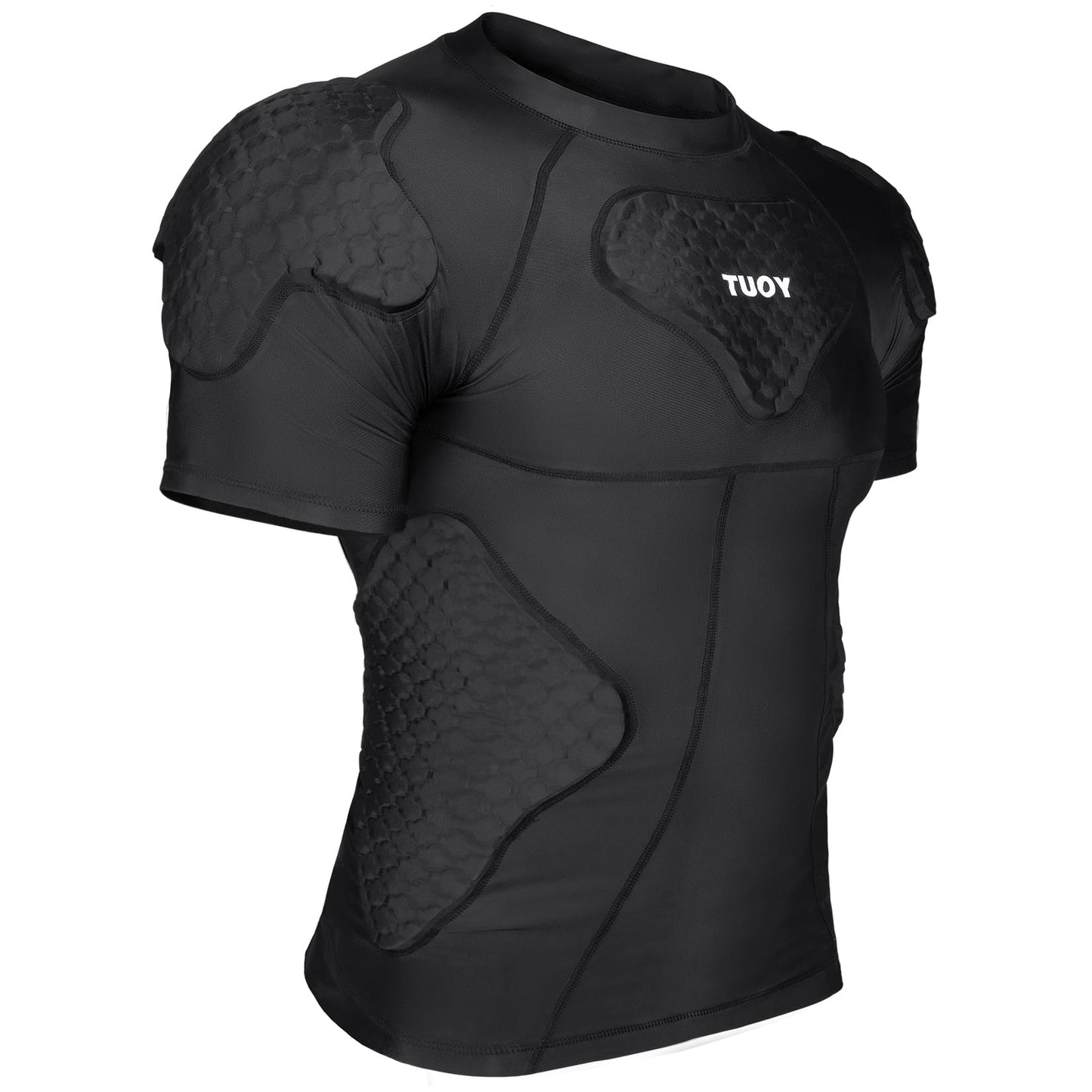 Dialudon Men's Padded Compression Shirt Football Rib Protectors for Baseball Football Basketball Paintball Protective Gear Black