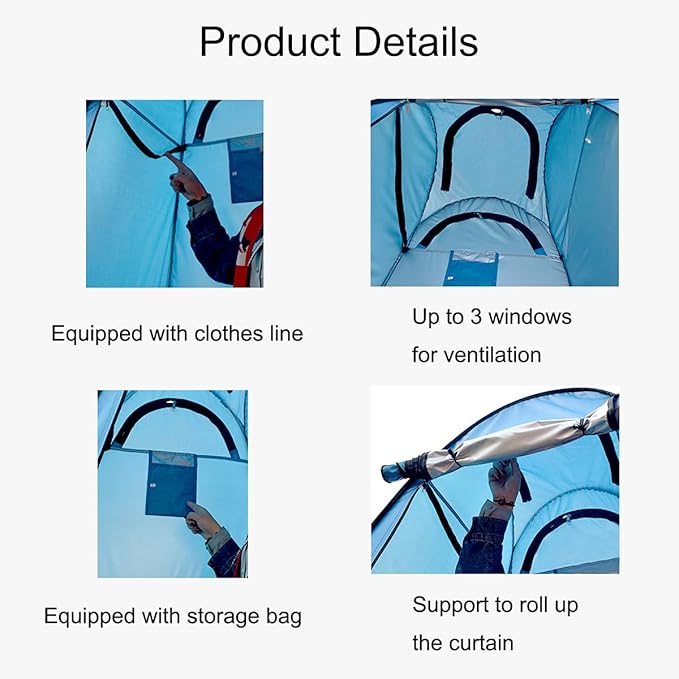 1-2 Person Portable Pop Up Shower Privacy Shelter Tents with 3 Windows, Waterproof UV Protection Picnic Camping Fishing Shelter Tent, Outdoor Dressing Room Beach Isolation Sun Shelter (Green)