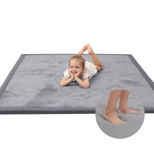 Baby Play Mat for Floor,1.3" Thick Memory foam Tummy Time Mat for Toddlers,Infants,kids,Water-Repellent Soft Nursery Rug ,79"×79" Extra Large Non Slip for Crawling&Yoga,Tatami Style for Living Room(Dark Grey)