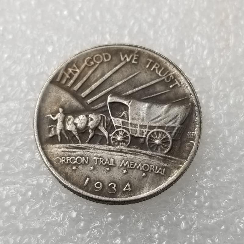 Antique Coins Collection, 1934 American Oregon Trail Memorial Half Dollar Old Coins, U.S. Ancient Coin for Collectors, Vintage Lucky Coin(1934 Indian)