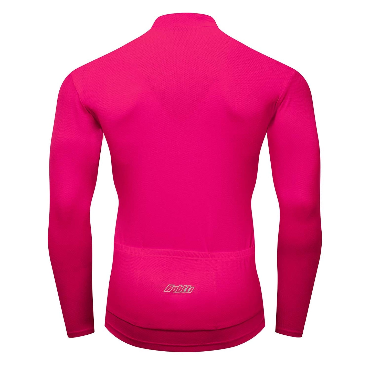 bpbtti Men's Solid Color Cycling Jersey Long Sleeve Bike Biking Shirts with Half Front Zipper (Medium Chest 37-39",09Magenta)