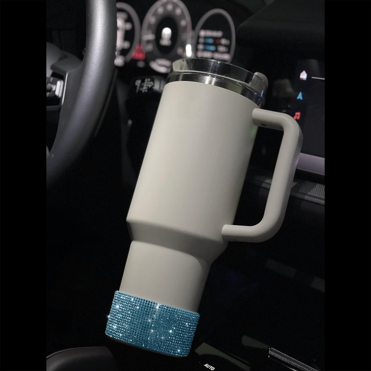WORBSS Diamond Glitter Silicone Boot for Stanley Cup 40oz Tumbler & Simple Modern 30-40oz Trek Tumbler Accessories for 2.8-2.9 inch Trapezoidal Cylinder Base Water Bottles Bottom Anti-Slip Sleeve