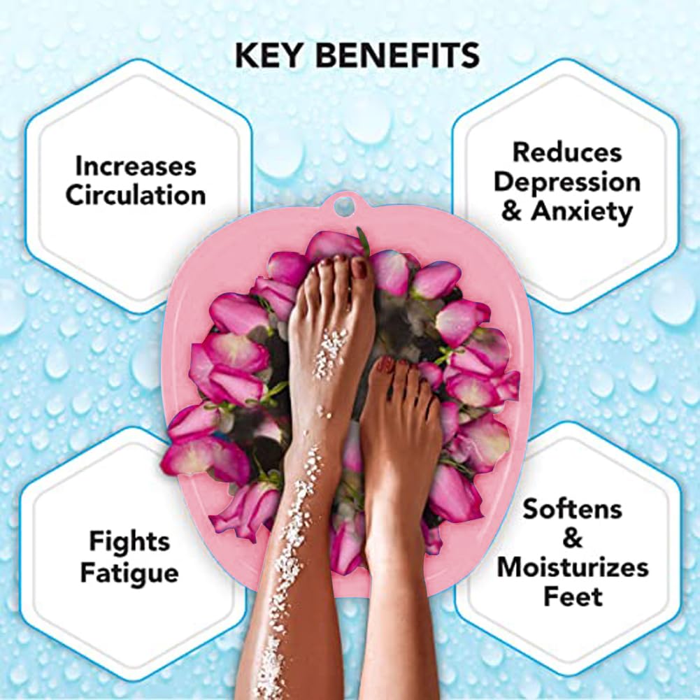 Chpbolly Foot Soaking Tub Large Size Foot Basin Sturdy Soaking Feet Bucket Massager Tub Exfoliation Callus Pedicure Foot Spa Bath Bucket for Women and Men (Pink)