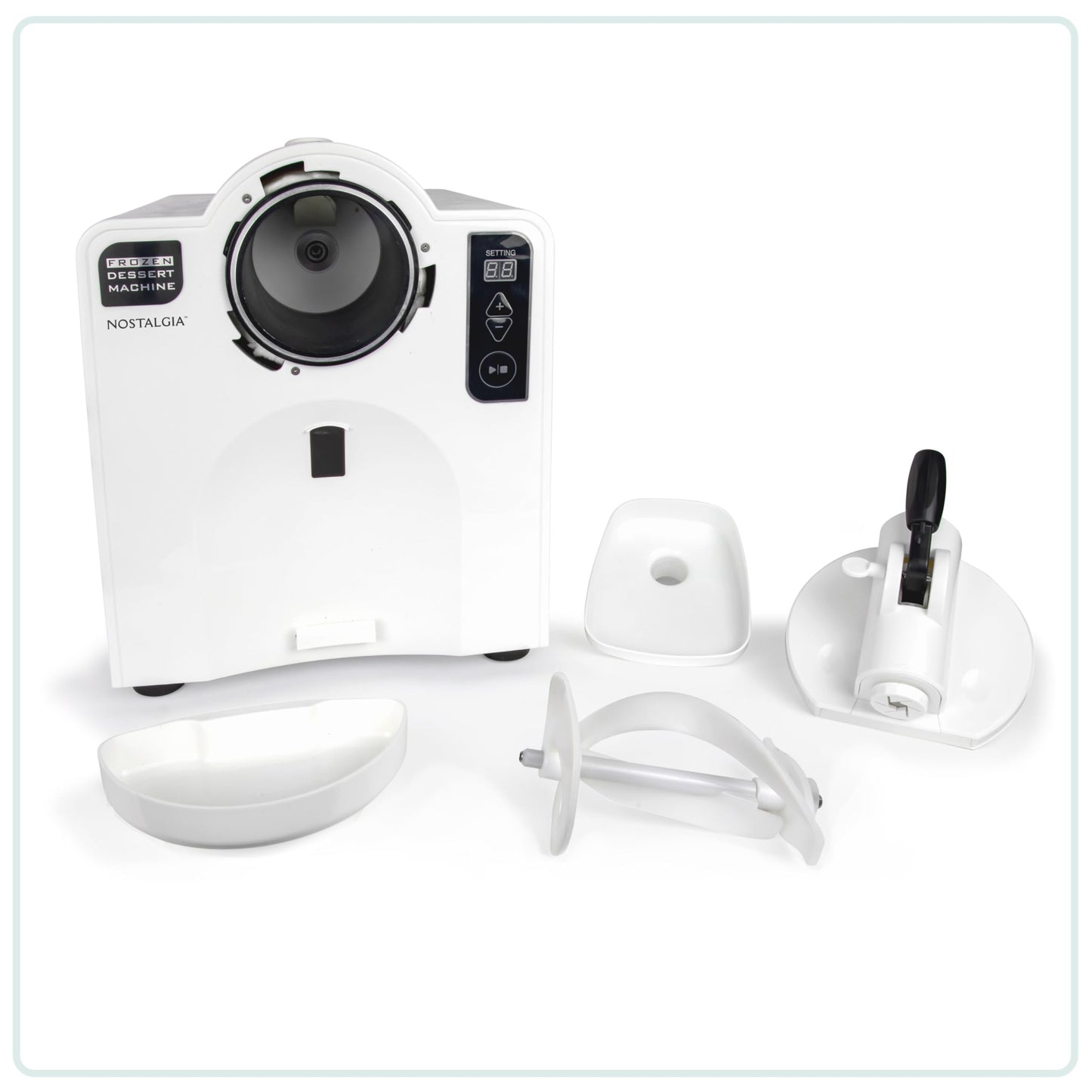 Nostalgia Easy-Dispensing Soft Serve Ice Cream & Frozen Dessert Machine, Makes 1 Quart of Ice Cream, Milkshakes, Frozen Yogurt, Gelato in Minutes, Ice Cream Sandwiches, With LED Display, White