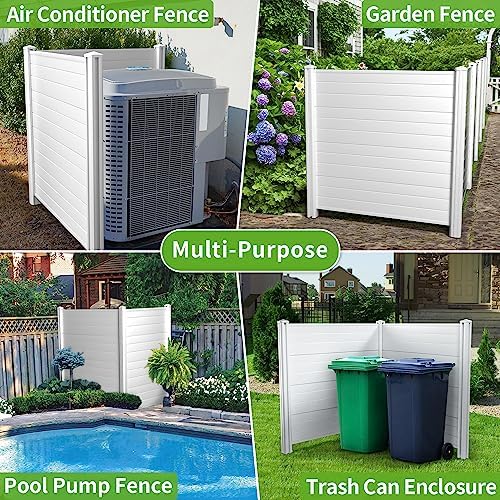 Air Conditioner Fence Privacy Screen 50 "H x 50 "W Trash Can Enclosure，Pool Equipment Enclosure White Outdoor Privacy Vinyl Fence Panels for Outside（2 Panels with Metal Stake）