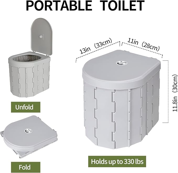 Portable Toilet and Privacy Tent for Adults, Pop Up Potty Tent Outdoor Portable Toilet for Camping with 15 Toilet Bags, Mat, Pop-up Tent for Toilet, Travel, Changing