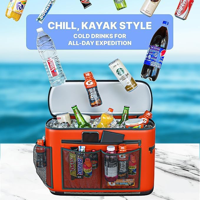 Skywin Kayak Cooler Behind Seat, Waterproof Cooler for Kayaking, Compatible with Lawn Chair Style Seats, Stores Drinks and Keeps Them Cool All Day