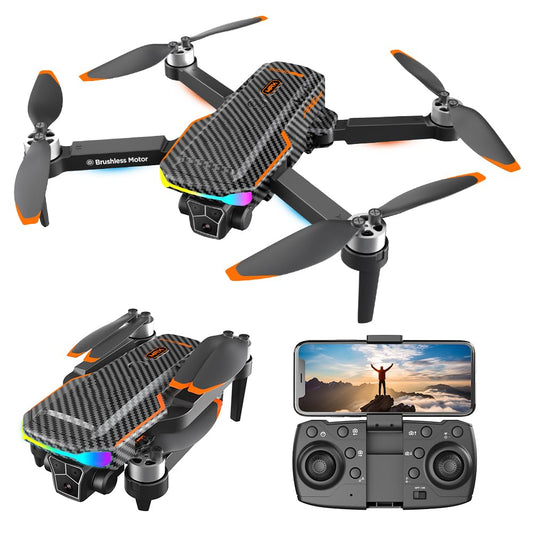 AMHYEWO 8K HD Triple Lens Drone with Carbon Fiber Frame, 50 Min Flight, 360° Obstacle Avoidance & Brushless Motors | Optical Flow Hover, Headless Mode for Adults