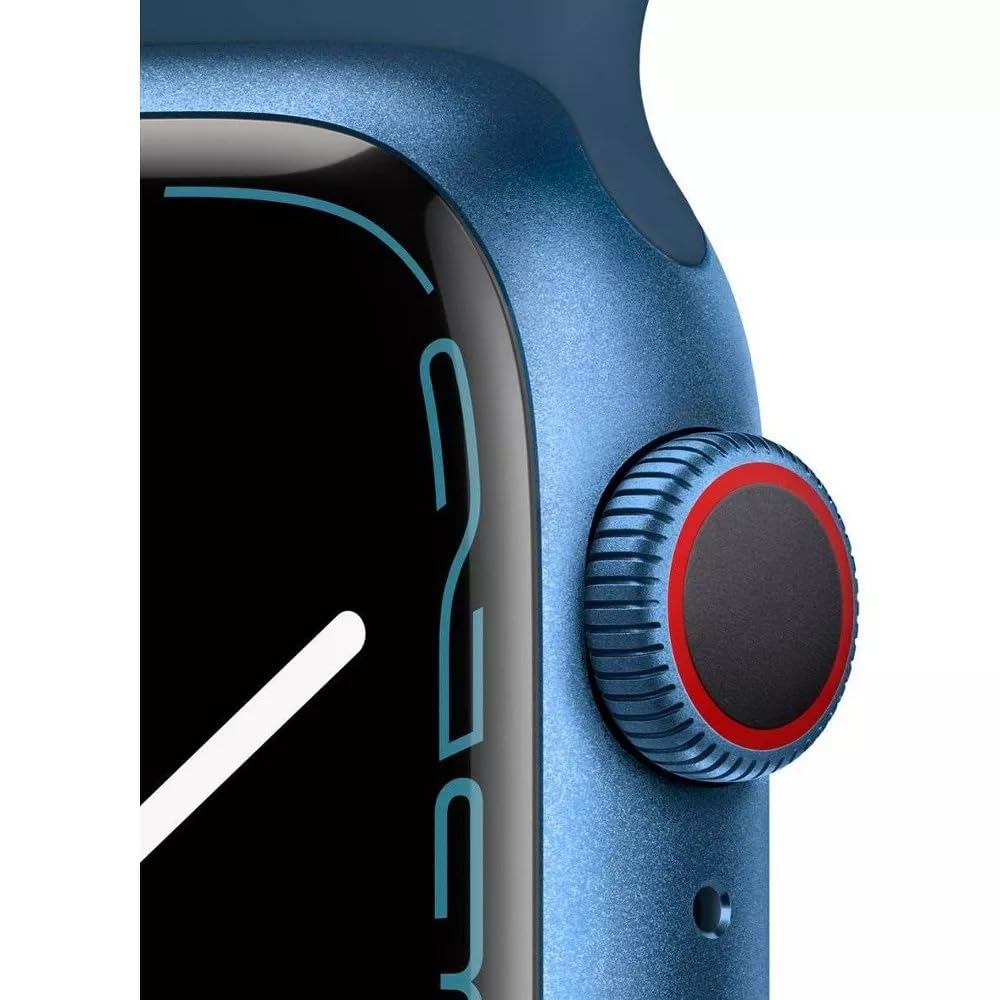 Apple Watch Series 7 (GPS + Cellular, 45mm) Blue Aluminum Case with Abyss Blue Sport Band, Regular (Renewed)