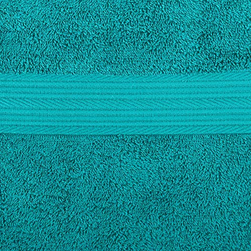 Amazon Basics 6 Piece Oversized Fade resistant Towel set, 100% Cotton towels for bathroom, soft and absorbent, 2 Bath Towels, 2 Hand Towels and 2 Washcloths bathroom towel set, Teal