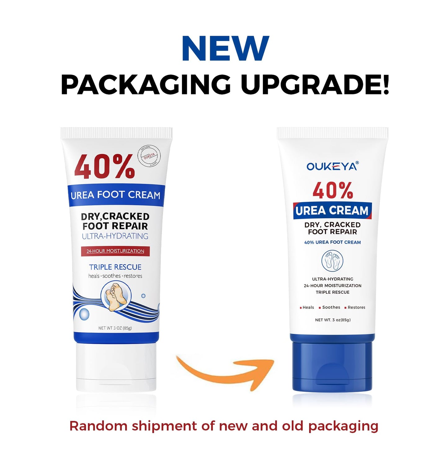 OUKEYA Urea Cream 40 Percent Tube 3 Oz, Urea Foot & Hand Cream for Dry Cracked, 40 per Urea Lotion for Feet Maximum Strength