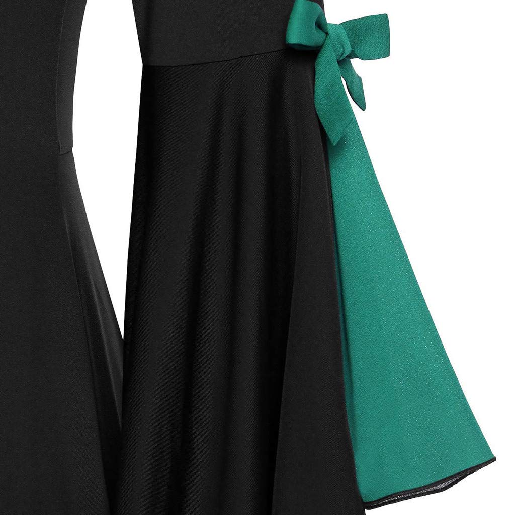 Aniywn Plus Size Womens Halloween Tops, Flare Long Sleeve Sequined Lace Up Gothic Costume Tunic Tee Shirt Green