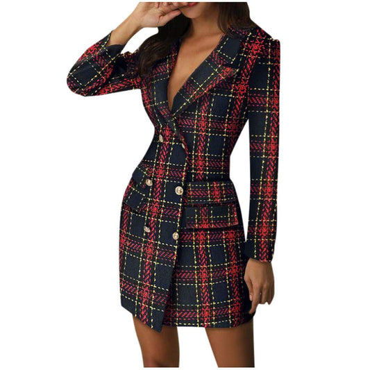 Aniywn Ladies Bodycon Blazer Dress Women Slim Fit Pinstripe Patchwork Bodycon Dress Suit Sets