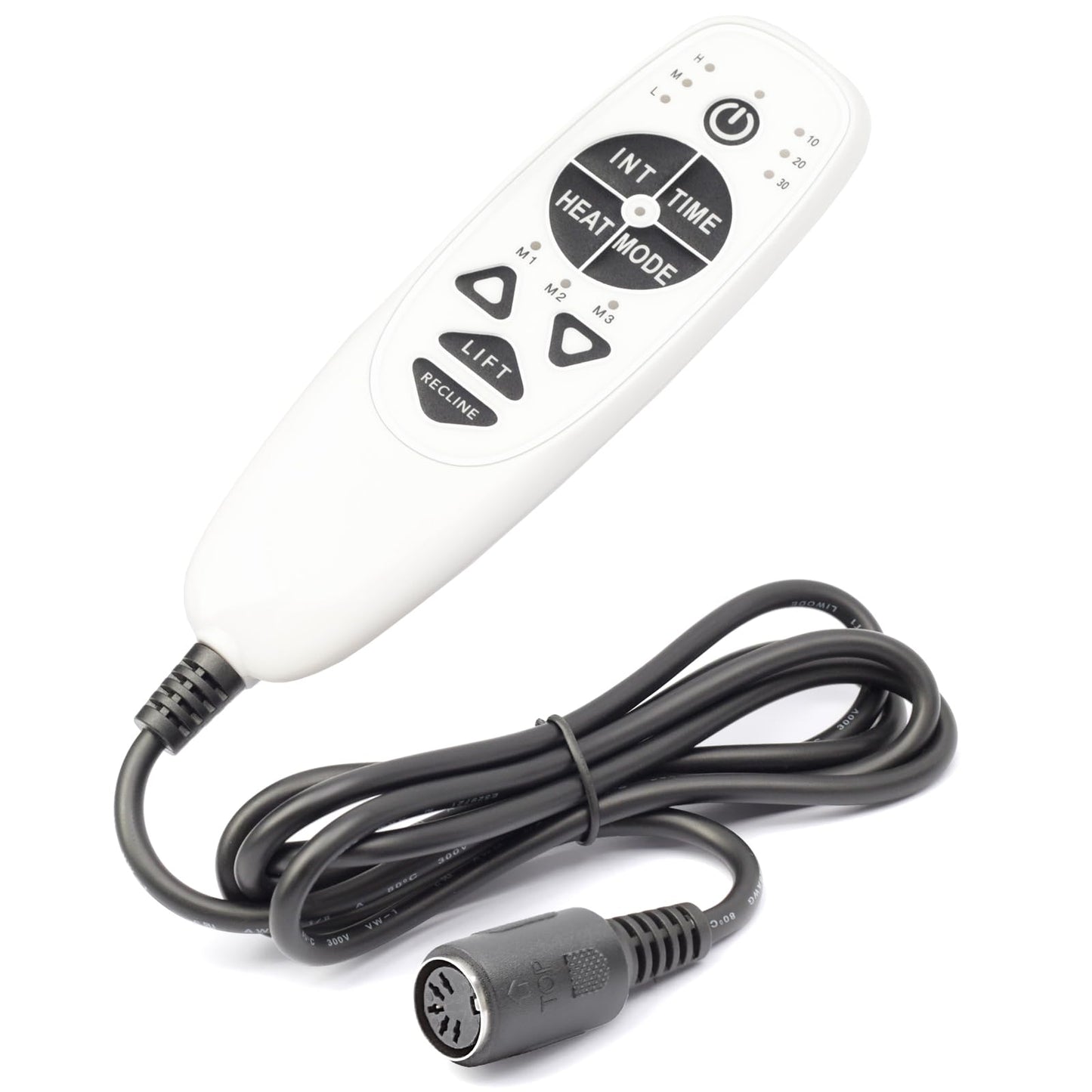 ALLCSM 5 Pin Female Plug DN-34A 9 Button Recliner Remote Controller for Heat Vibration & Up/Down, 3 Vibration Mode & 3 Massage Time Option with 1 USB Charging Port Circuit Board Inside Code DN-34A