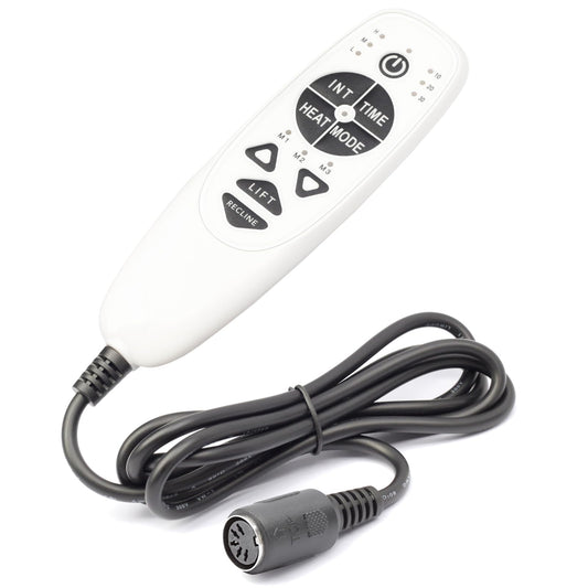 ALLCSM 5 Pin Female Plug DN-34A 9 Button Recliner Remote Controller for Heat Vibration & Up/Down, 3 Vibration Mode & 3 Massage Time Option with 1 USB Charging Port Circuit Board Inside Code DN-34A
