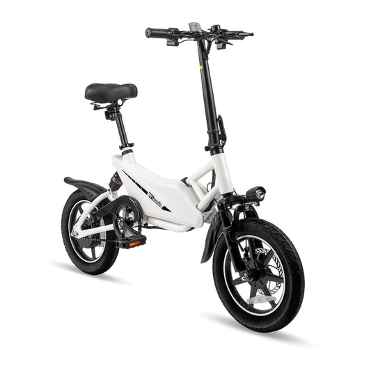 Winado 14" Electric Bike for Adults, Folding Electric Bicycle 350W Motor with Dual Shock Absorber, Dual Disc Brakes, Max Range 20Miles, Foldable Commuter City Ebike for Adults/Teens, White