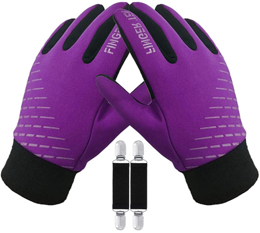 Amrta Winter Gloves for Kids Waterproof Thermal Boys Girls Cold Weather Warm Sport Touchscreen Soft Mittens, Children Anti Slip Glove for Bike Snow Ski Running Football Cycling (Purple, S)
